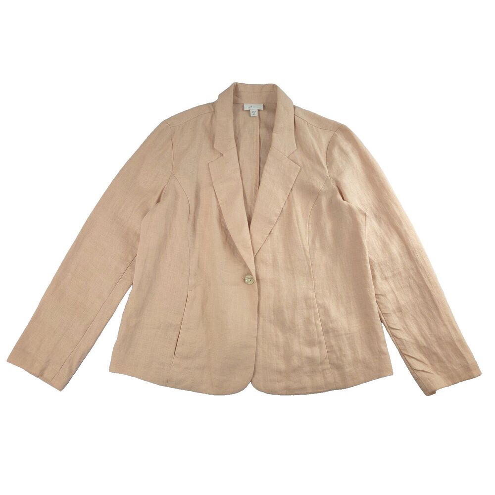 J.Jill Linen Blazer Jacket Pink Career Minimalist Coastal Quiet Luxury
